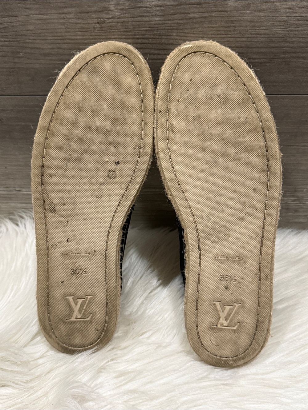 LOUIS VUITTON Front Pier Black Suede Crystal Embellished Espadrilles - Picture 14 of 16